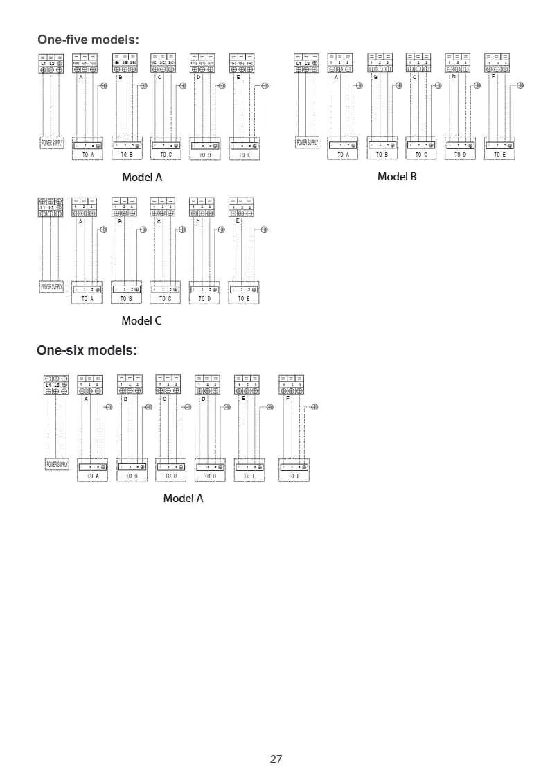 Wiring diagrams for multi-zone models