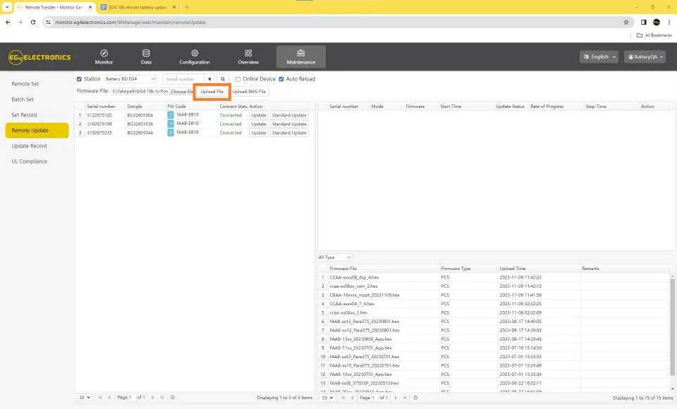 Selecting the firmware file