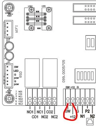 Location of the pre-installed red jumper wire on the RSD terminal block.