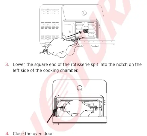 Placing the rotisserie spit