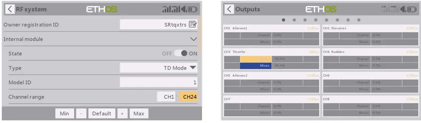 RF system channel range configuration