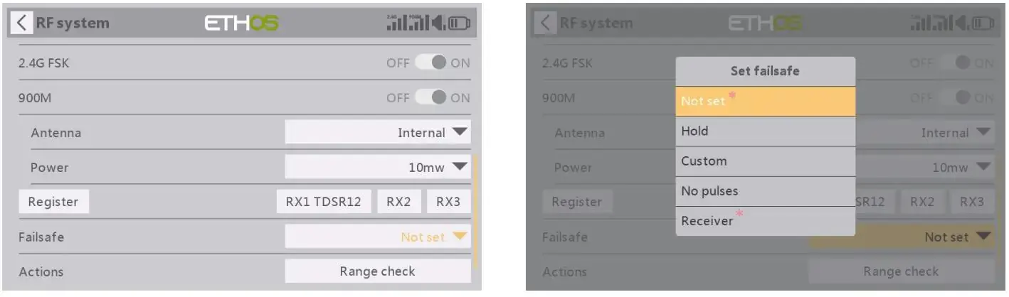 Failsafe mode selection menu