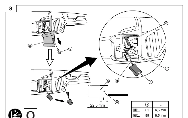 Replacing carbon brushes (Fig. 8)