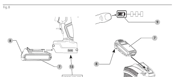 Battery installation and date code (Fig. B)