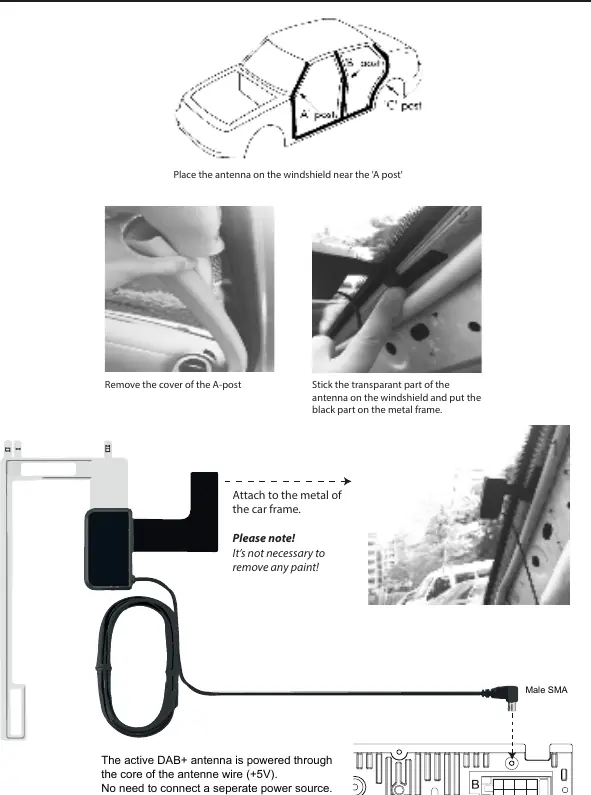 DAB antenna installation steps