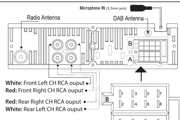 Wiring diagram for power and speakers