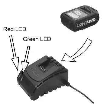 Battery and charger LED indicators