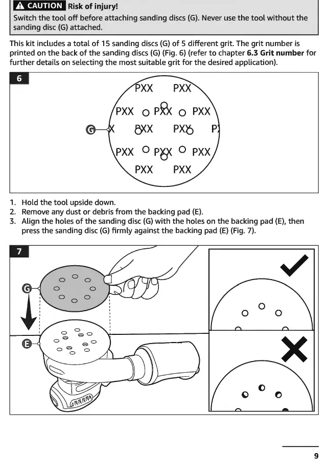 Attaching sanding discs