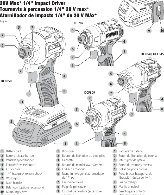 DeWALT Impact Driver components and controls