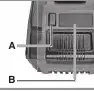 Battery controls: Button (A) and Display (B)