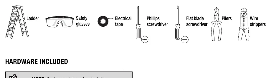 Tools required for installation
