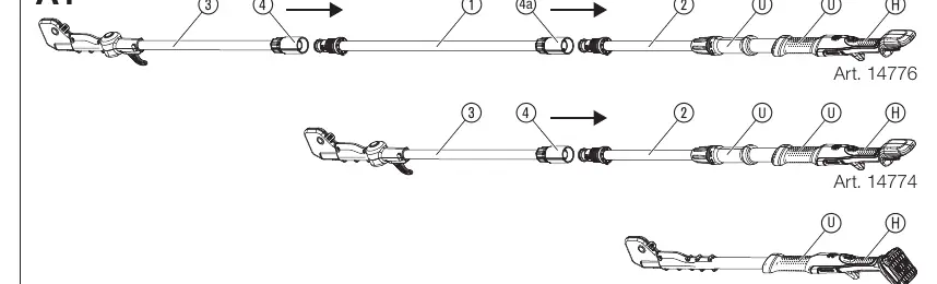Assembly of the lopper (A1) and extension tube (A2)