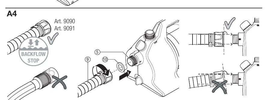 Suction hose connection (A4)