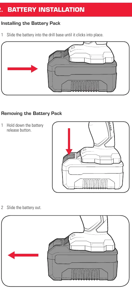 Installing and removing the battery pack
