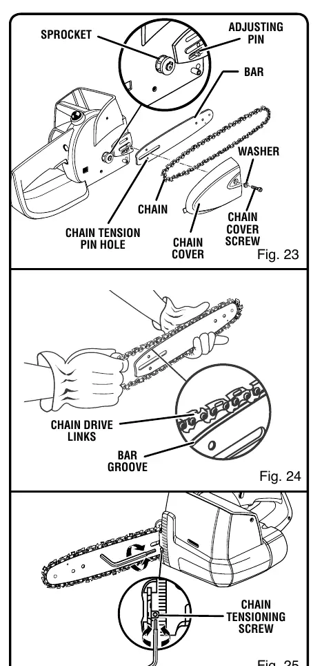 Replacing bar and chain