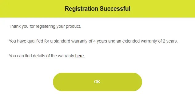 Confirm successful registration.