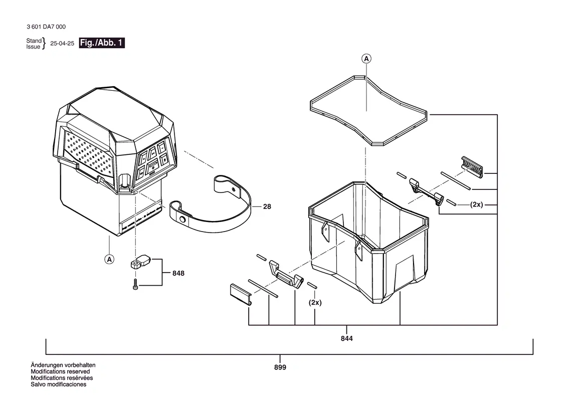Exploded view of the Bosch GPB 18V-1 C radio components.