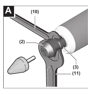 Mounting abrasive tools using open-ended spanners