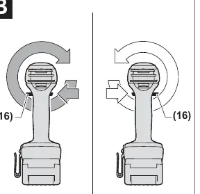 Setting rotational direction (B)