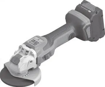 Attach the battery to the angle grinder.