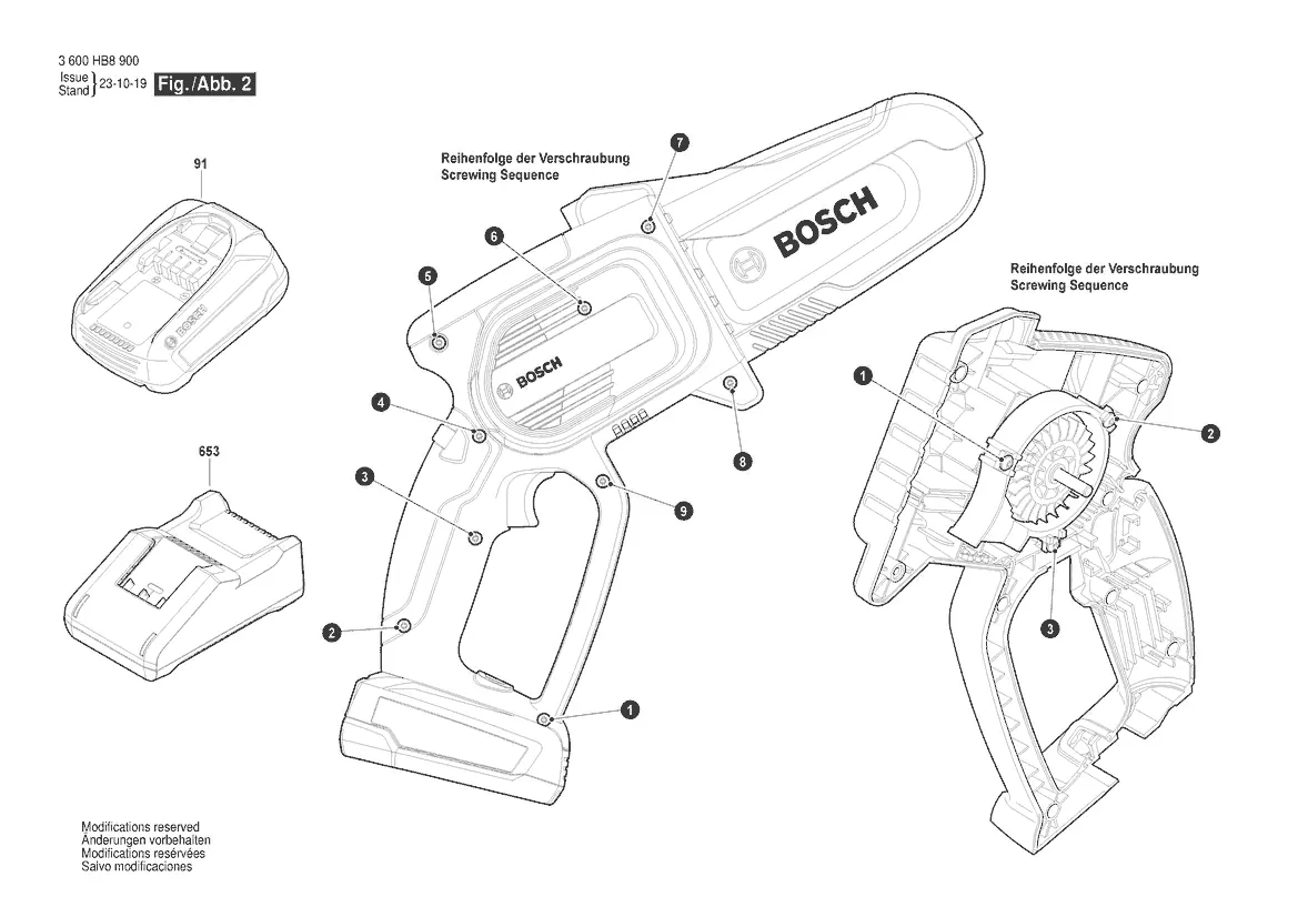 Housing assembly and screwing sequence.