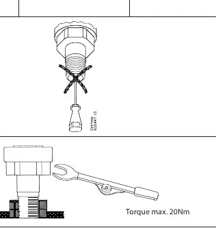 Installation torque specification (max 20Nm).
