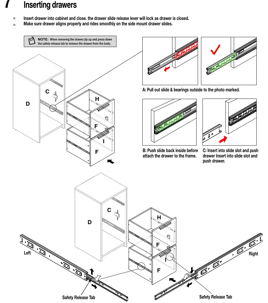 Step 7: Inserting drawers