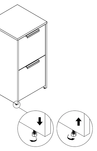 Step 9: Adjusting the leg levelers