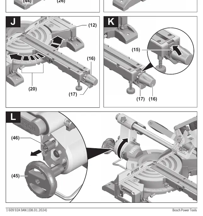 Adjusting mitre and bevel angles