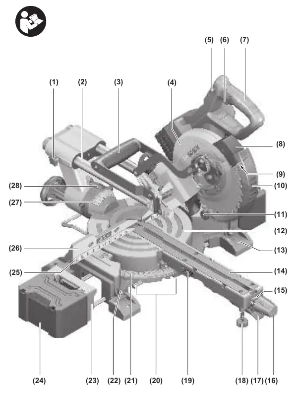 Overview of the GCM 18V-216 D Professional components.
