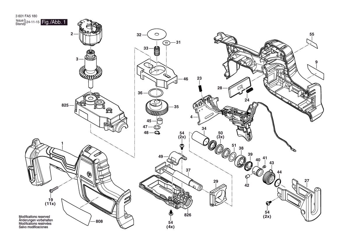 Exploded view diagram of the Bosch GSA 18V-24