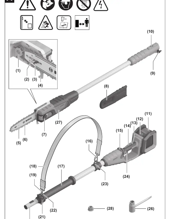 Pole pruner components diagram