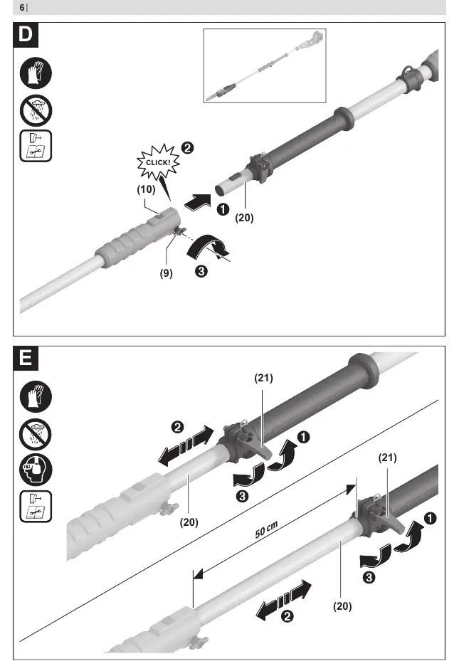 Pole pruner assembly and height adjustment