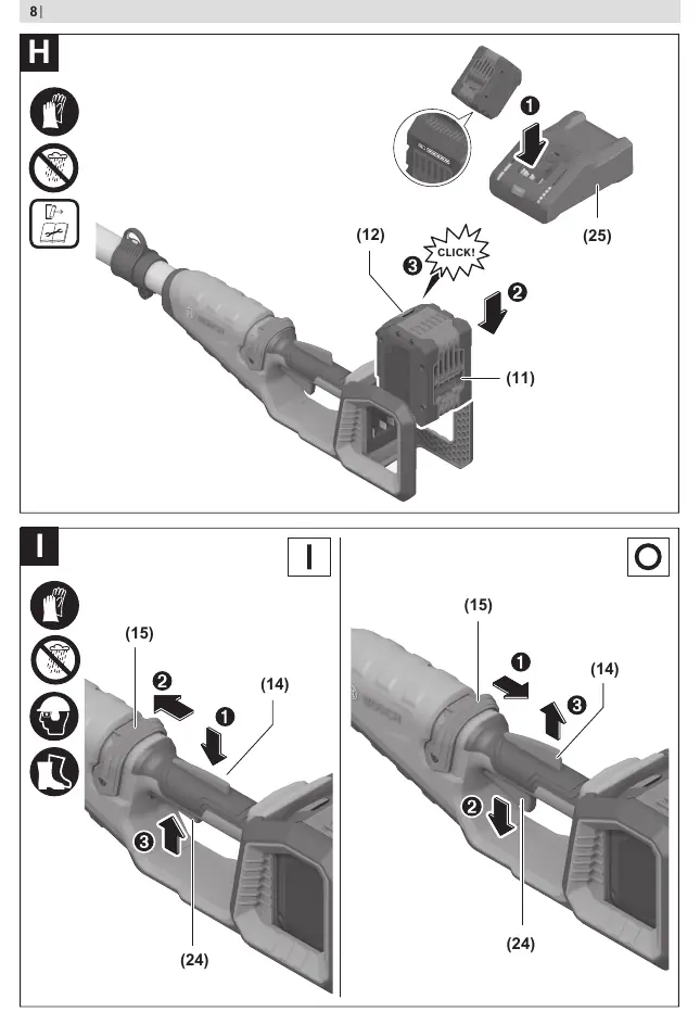 Battery insertion and switching on/off