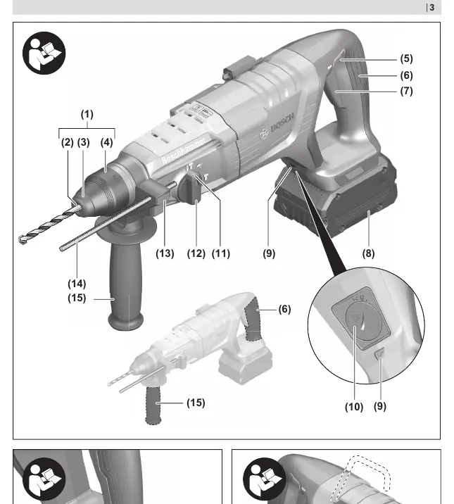 Component overview of the GBH 18V-28 DC