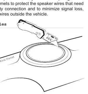 Cutting speaker holes using a grill ring as a template.