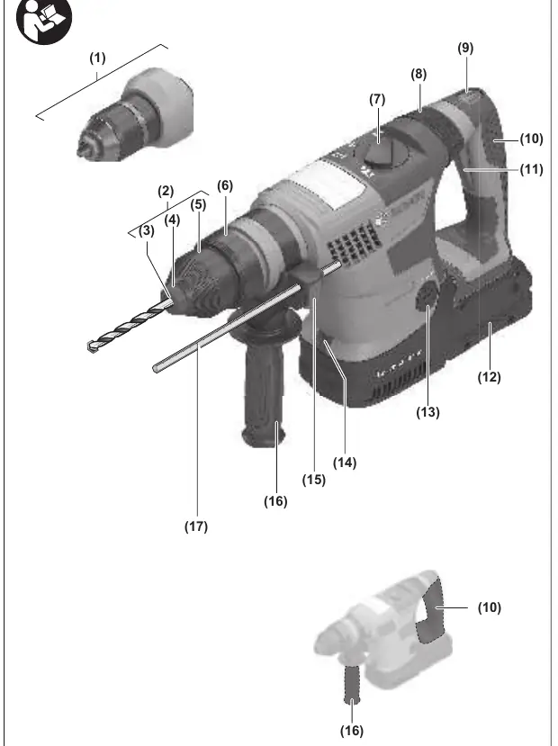 Main components of the rotary hammer