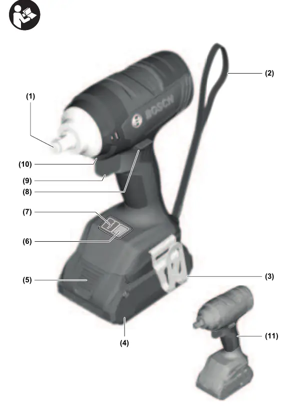 Bosch GDS 18V-400 Professional components diagram