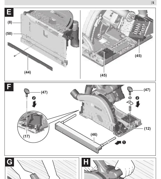 Assembly of guide rail and parallel guide.