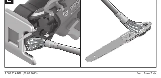 Cleaning the saw blade receptacle