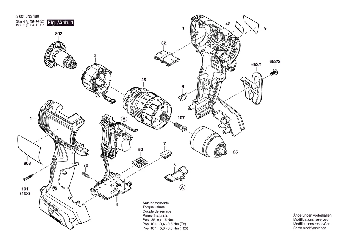 Exploded view of the GSB 18V-65 drill components.