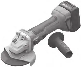 Angle grinder with installed guard and side handle