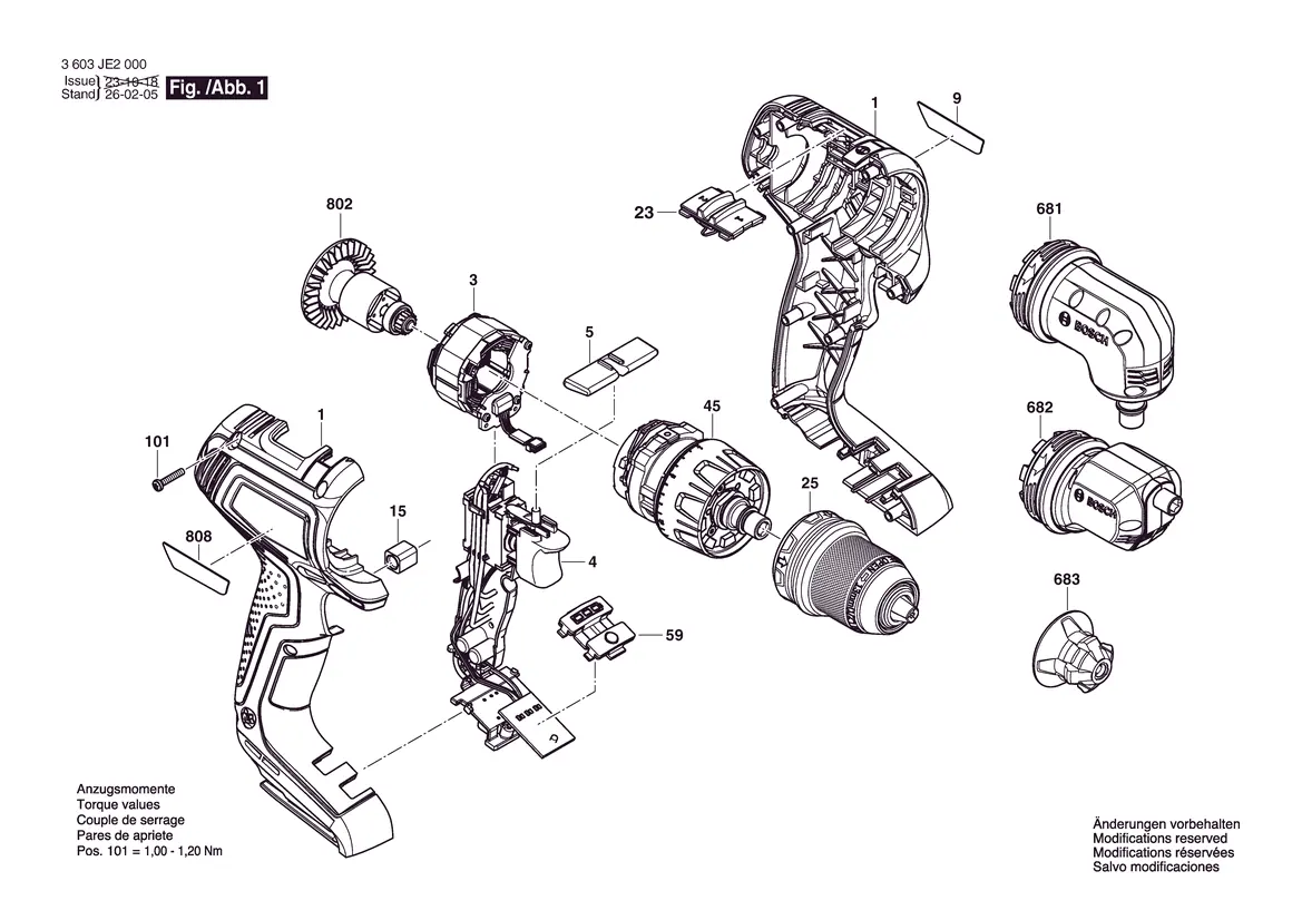 Exploded view of the Bosch AdvancedDrill 18V-80