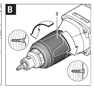 Figure B: Adjusting the screwing-depth stop