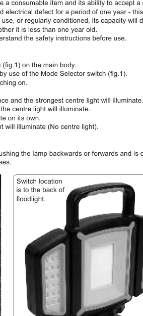 Fig 2: Floodlight unit with adjustable side lights.