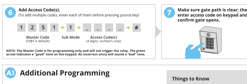 Programming sequences for adding and deleting codes.