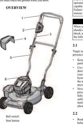 Lawn mower overview and controls