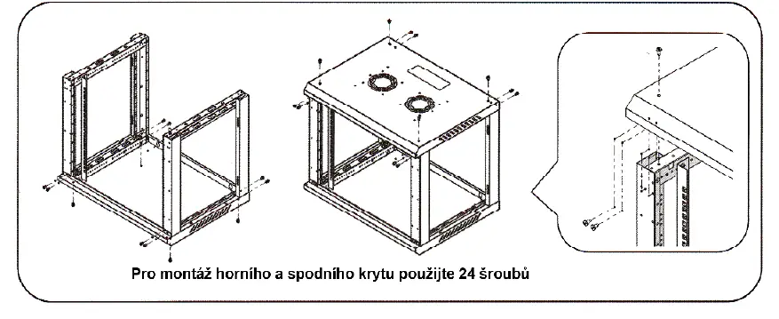 Connecting side frames to top and bottom covers