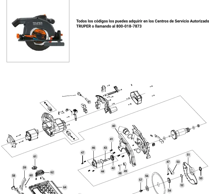 Exploded view diagram of the circular saw (Part 2)