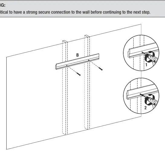 Installing the wall bracket to wall studs